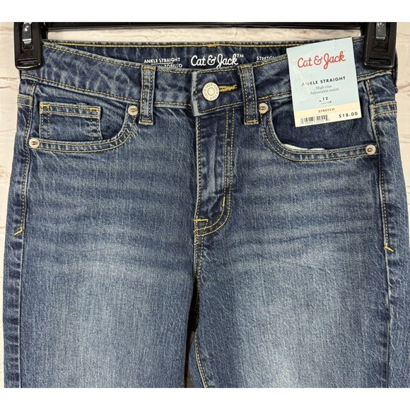 Cat & Jack Girls Stretch Ankle Straight High Rise Adjustable Waist Jeans Size 12 - Picture 2 of 15